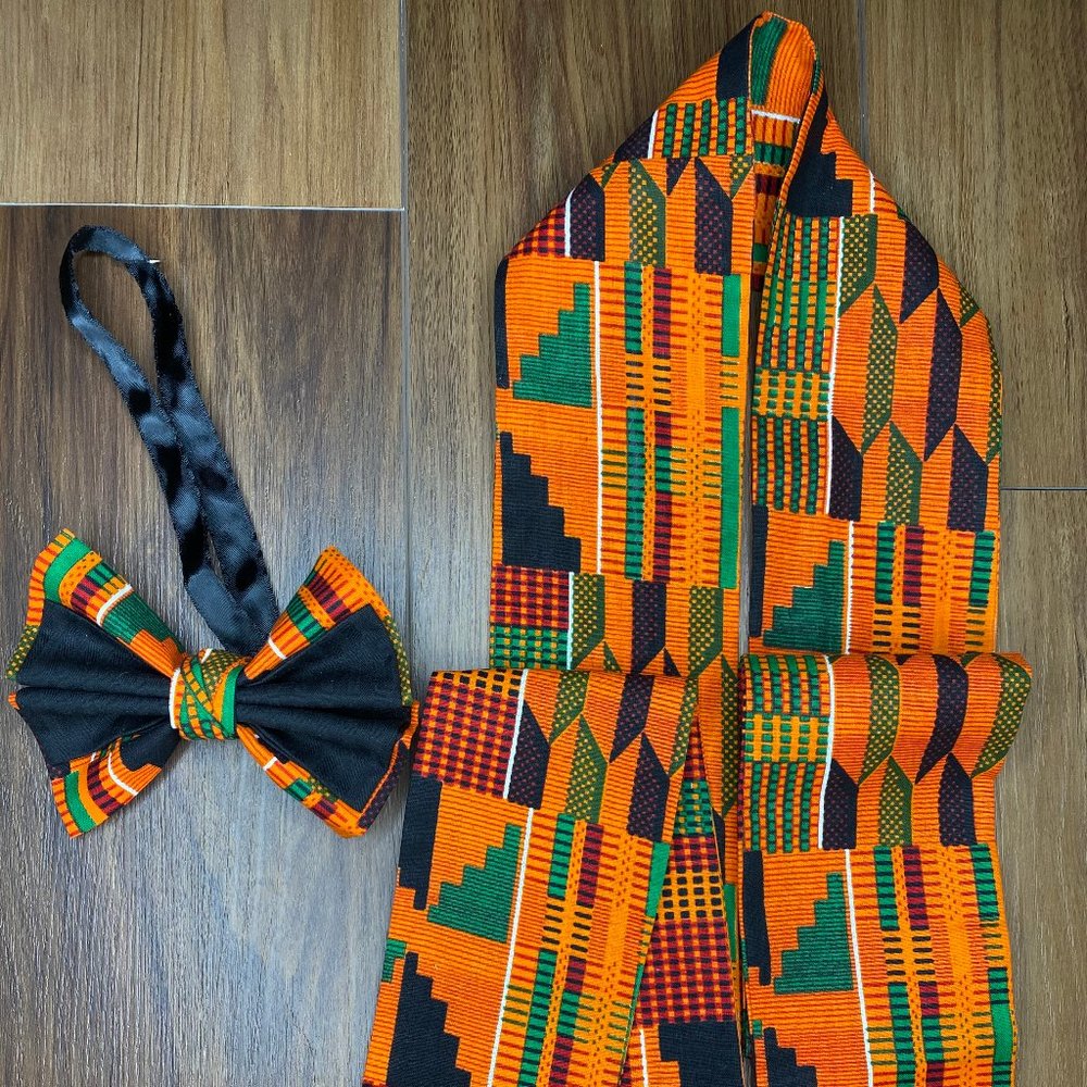 The Kente Black III (Bow Tie & Sash Combo)